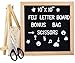 Letter Board 10x10 Inches, Changeable Letter Boards with 340 White Letters and Felt Letter Board with Stand, Wooden Tripod Stand for Classroom, Home, Office, Business (Black)
