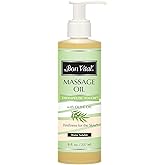 Bon Vital' Therapeutic Touch Massage Oil, 8oz Pump, Unscented Massage Oil for Massage Therapy With Olive Oil, Lightweight Non-Greasy Formula, Professional-Grade for Dry Skin and Sore Muscles