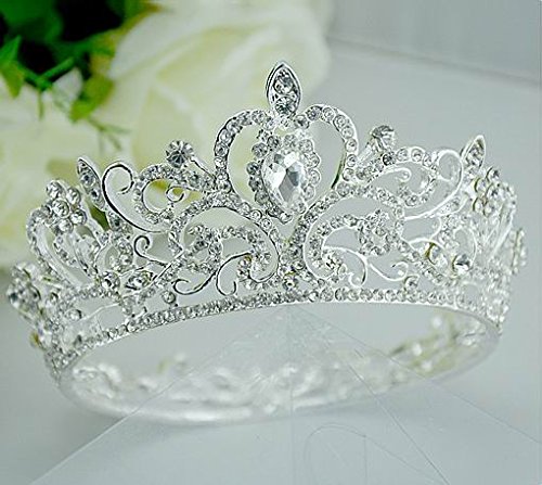 Janefashions 5.5cm High Crystal Rhinestone 4 Women Girl Hair Tiara Crown Party Silver T12108