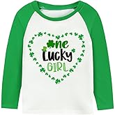 Toddler Girls St. Patrick's Day T-Shirt Raglan Long Sleeve Tees Irish Shamrock Lucky Unicorn Kids Girls Top 2-7 Years