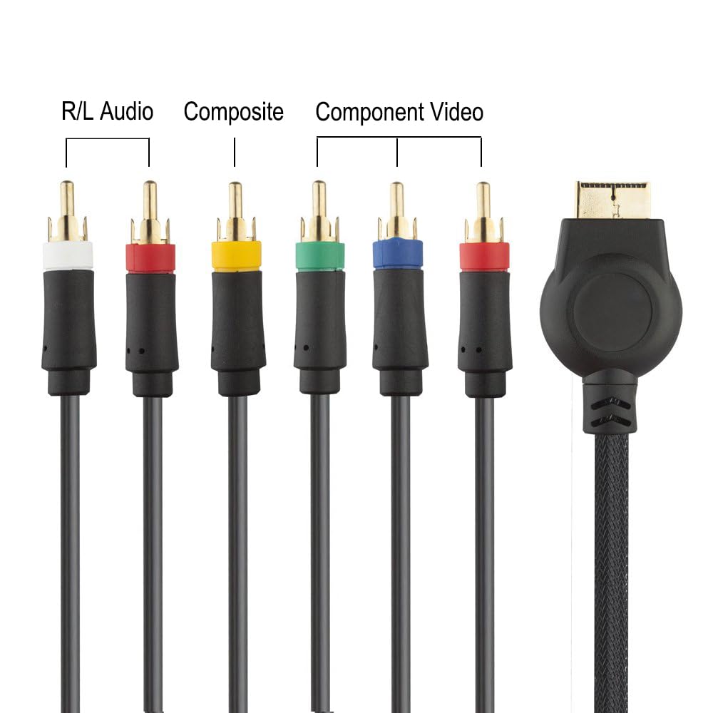 6 Feet PS3 Component AV Cable, Premium High Resolution HDTV Multi Out Composite RCA Audio Video Cable for PS2 / PS3 / PS3 Slim Gaming Console