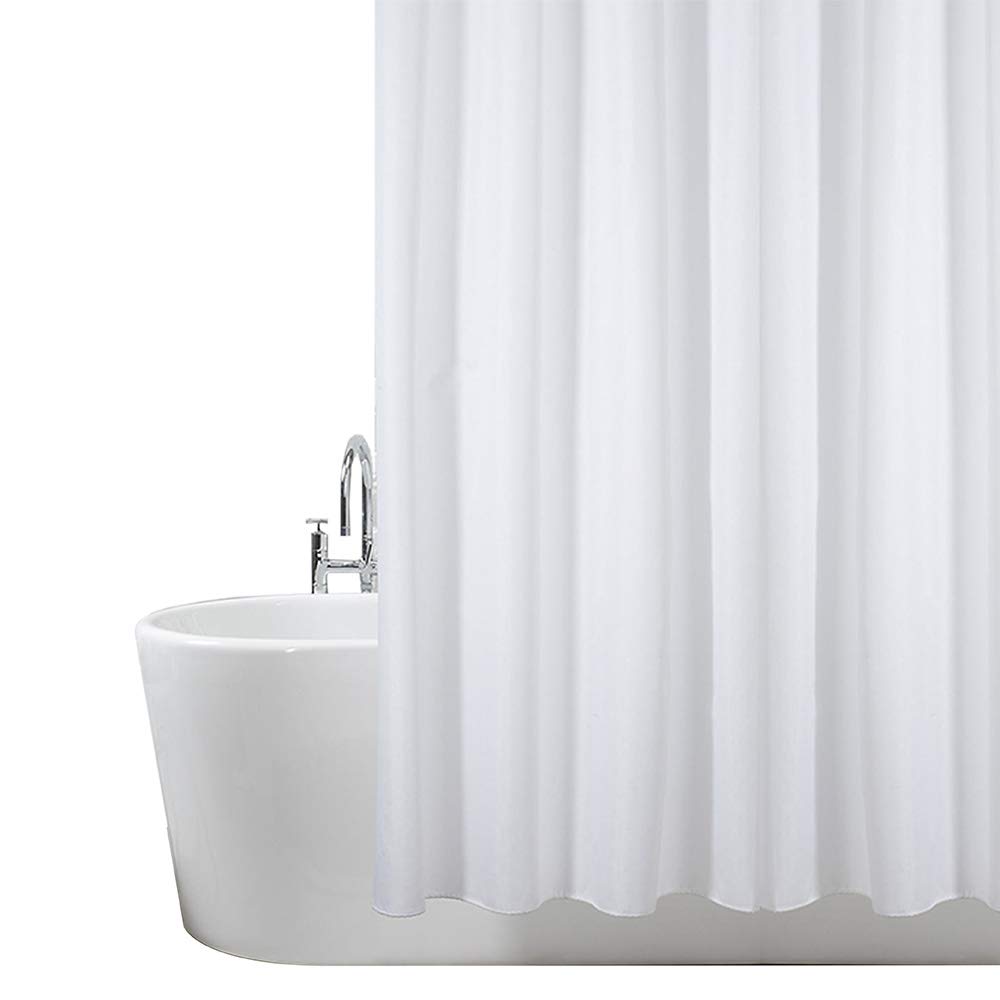 ANSIO Shower Curtain for Bathroom - Mould and Mildew Resistant - Solid White, 180 x 200 cm (71 x 78 Inch) | Water Repellent Fabric | 100% Polyester