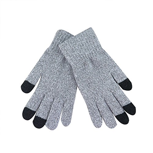Crytech Women Men Knitted Winter Warm Phone Screen Touch Full Finger Mittens Thermal Thick Knitting Hand Warmer Screentouch Gloves for Texting Typing in Cold Weather (Gray)