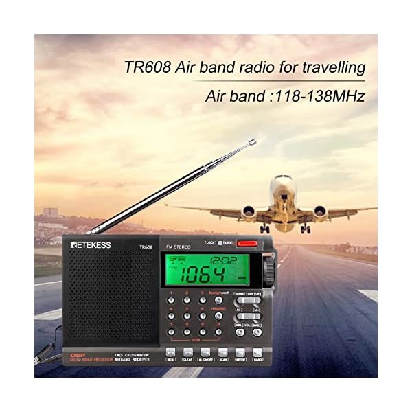 Radio Retekess TR608 Am FM Onda Corta Banda Aerea DSP - Imagen 3