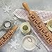 Christmas Wooden Rolling Pins, Elk Deer Engraved Embossing Rolling Pin with Christmas Symbols, Kitchen Baking Tool for Embossed Cookies Waffles Pastry Dough Pies