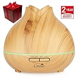 Oasis Essential Oil Diffuser (400ml) - Best Rated Aromatherapy Diffuser - Cool Mist Humidifier with Adjustable Mist Mode and 7 Color Changing LED Lights - Ultrasonic Humidifier (Light Wood Grain)