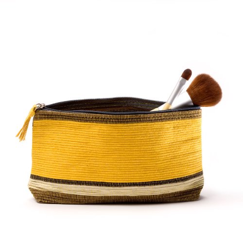 yellow And Gray Cosmetic Bag