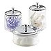 iDesign York Bathroom Vanity Glass Apothecary Jar for Cotton Balls, Swabs, Cosmetic Pads - Clear/Polished Lid,Small