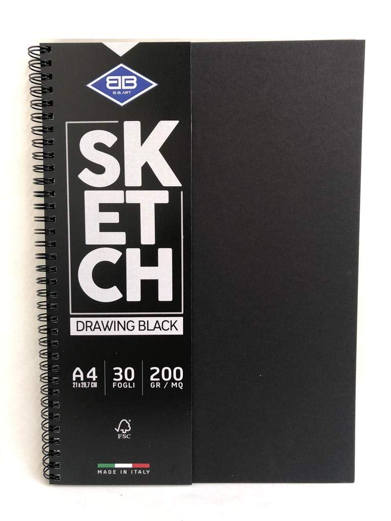 AEROGRAPHING Sketch Drawing Block Black for Drawing A4 200gsm