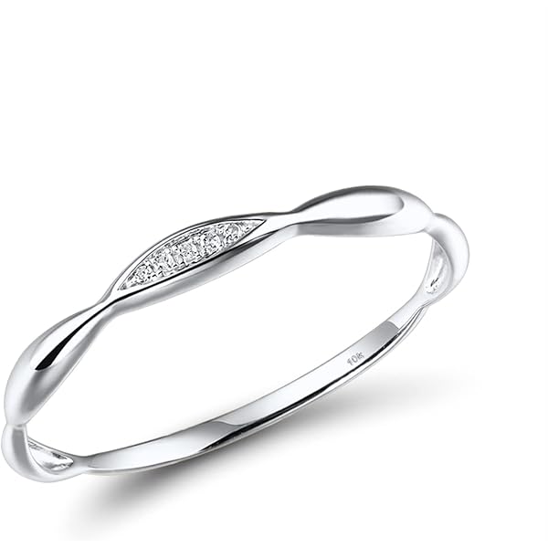 Compre Anillo Apilable Moureen - A En Corte Redondo 0.18 Quilates 9k Oro Blanco Diamante