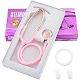 professoRs Pink Stethoscope for Students Nurse Doctor, Beautiful Gold-Plated Stetho for Clinical Use, Professional high-sensitivity fiber membrane, Double Sided Stethoscope, estetoscopio medico