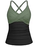 Women Tankini Bathing Suit Top - Twist Front V Neck