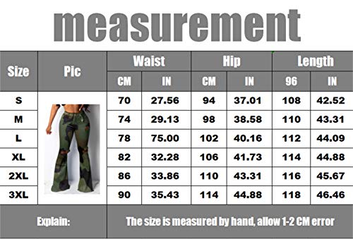 Molisry Women Camouflage Middle-Waisted Bell Bottom Stretchy Bodycon Bootcut Flare Long Pants - Thumbnail 5