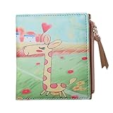 TOPUNDER Women Vintage Giraffe Coin Clip Purse Short Wallet Clutch Handbag (11.5x10x2cm, Green)