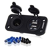 Car Charger,ISWEES Dual USB Car Cigarette Lighter Socket Splitter 12V Car Charger Power Adapter Outlet for Apple/Android Devices,Motorbike,Boat,Riding Mower,Tractor,Car,ect.