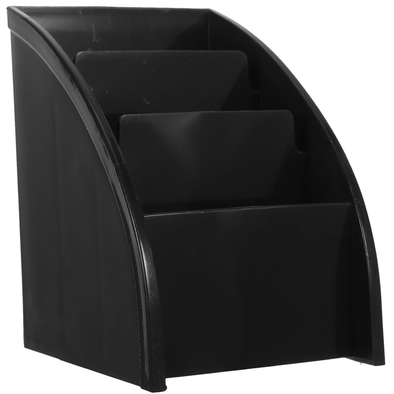 Alipis Plastic Remote Control Storage Box with 3 Compartments Black Desk Organizer for Tv Remotes Phones Pens and Keys Compact Tabletop Remote Holder