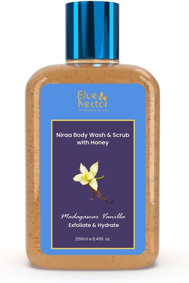 Blue Nectar Vanilla Body Wash Scrub Honey Deep Cleansing Exfoliation Anti-aging