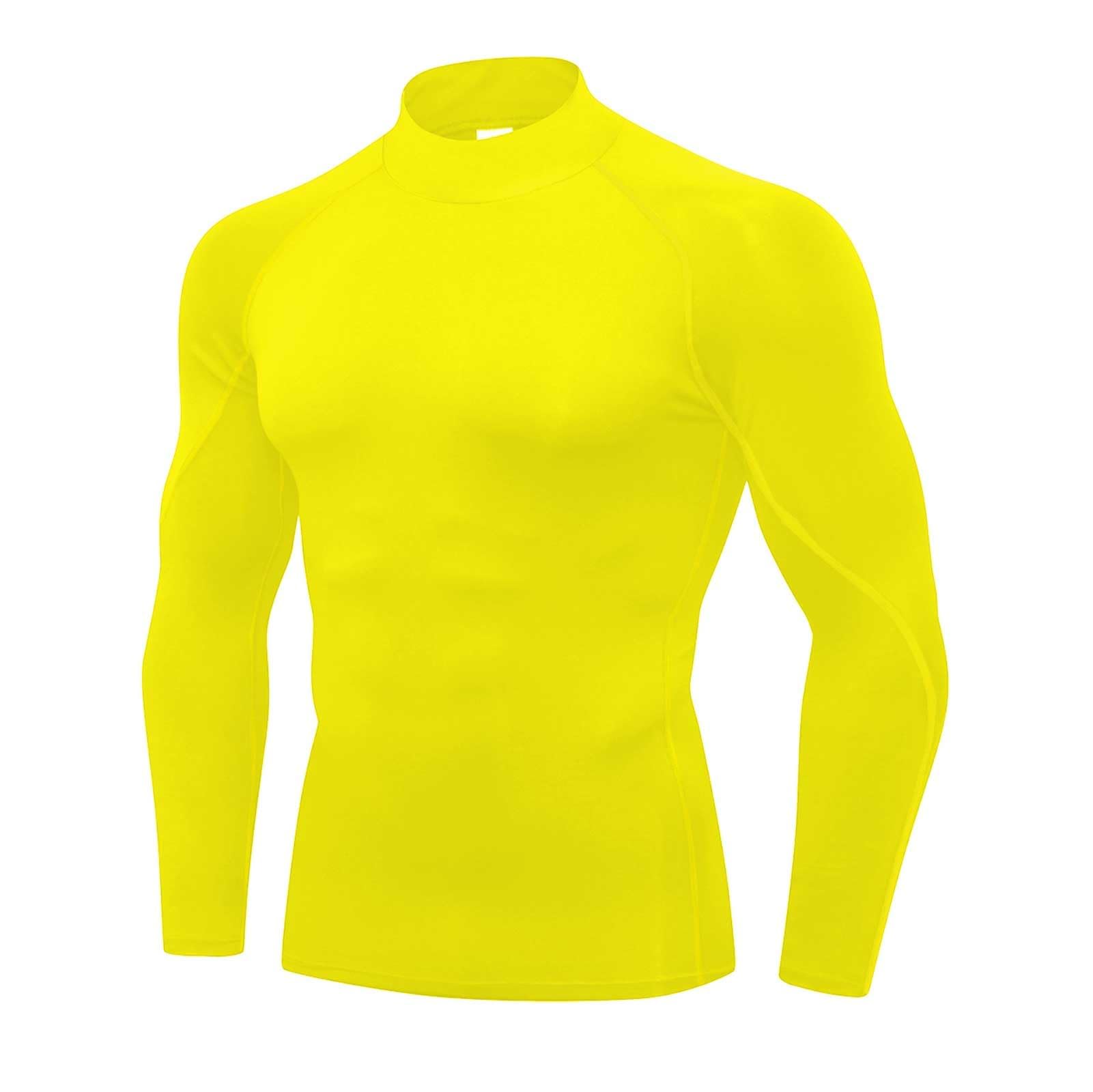 Mens Yellow Compression Shirt Long Sleeve Athletic