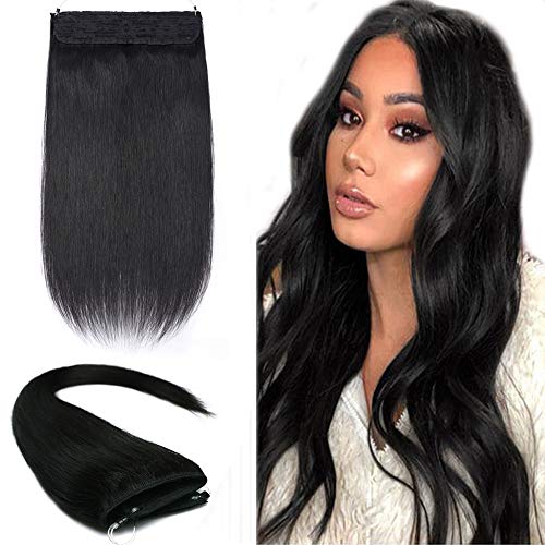 18" Human Hair Wire Extensions Thicker Secret Miracle Fish Line in Hairpiece Long Straight 100g