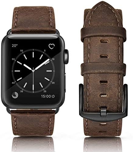 Ceaber Leather Strap Compatible for Apple Watch Band 42mm 44mm, Genuine Leather Vintage Replacement Watchband Strap for iWatch Apple Watch Series 4 3 2 1, Sports & Edition Men, Retro Brown