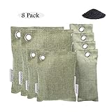 DYNASCO Activated Bamboo Charcoal Air Purifying Bag 8 Pack(800g) Natural Charcoal Odor Absorber Car Air Freshener Room Deodorizer Bags for Bathroom Closet Pet Box Scent Eliminators