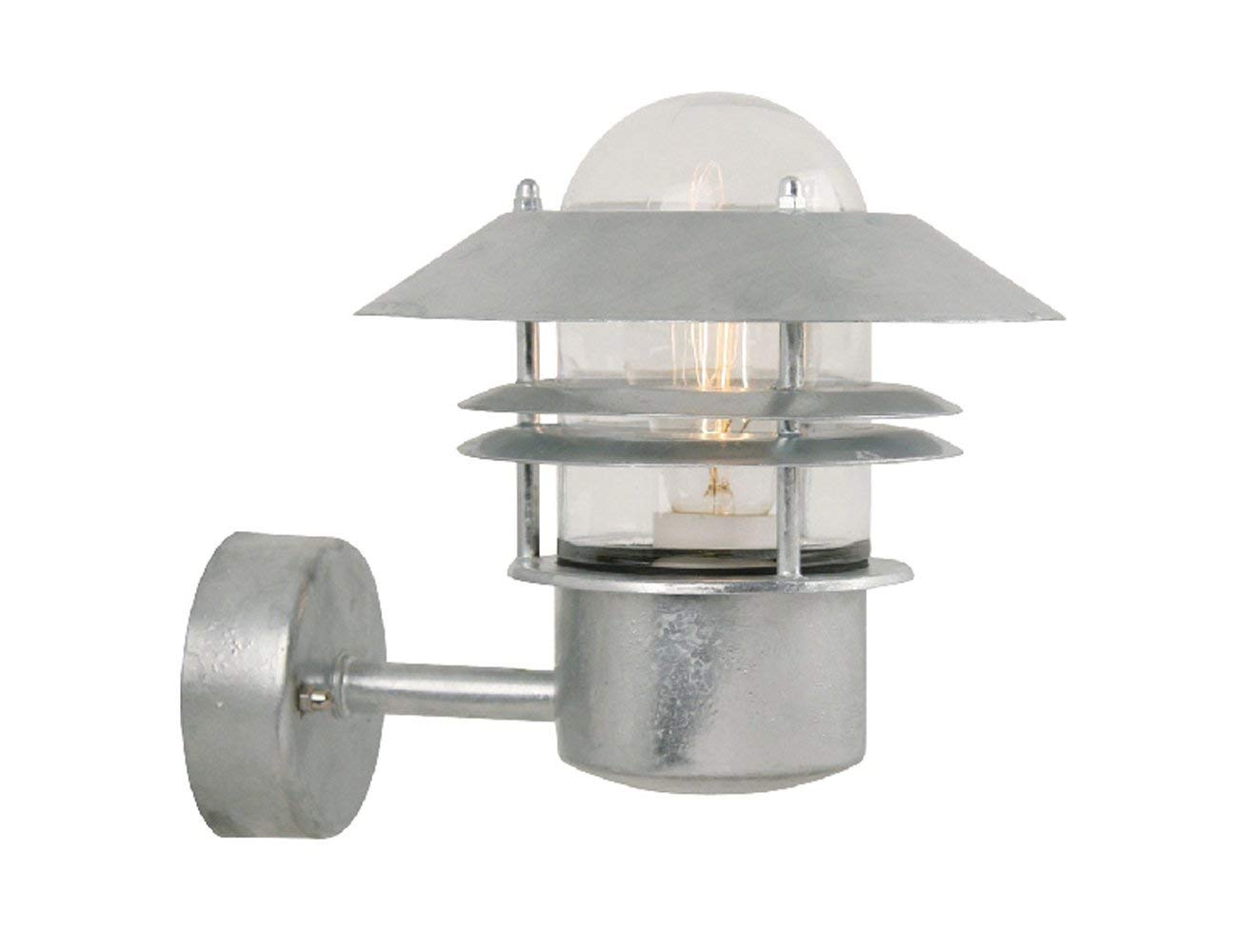 Nordlux Blok Outdoor Wall Light Silver Galvanized Steel E27 Coastal/Marine Safe - Garden, Patio, Entrance Mains Powered, IP54