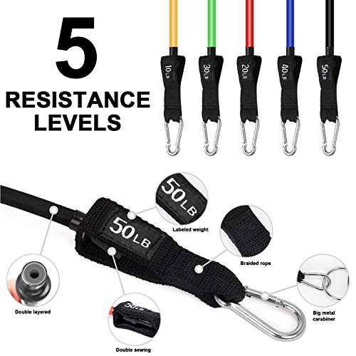 13-pcs-Resistance-Bands-Set-Workout-Bands-Exercise-Bands-Adult-Include-5-Stackable-Exercise-Bands-2-Core-Sliders-with-Door-Anchor-and-Handles-Legs-Ankle-Straps-Carry-Bag-Guide-Book-for-Home