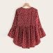 Lutos Plus Size Women Casual V-Neck Ruffles Polka Dot High Low Flounce Sleeve Peplum Tops T Shirt Blouse Redthumb 2