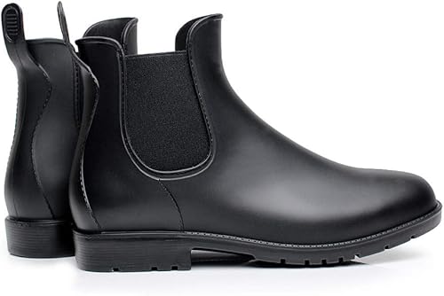 Amazon ショリンド メンズ レインシューズ サイドゴア ショートレインブーツ 長靴 ブラック 黒 防水 24 26 5cm レインシューズ