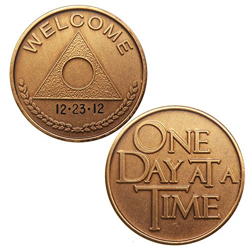 Personalized Custom Engraved - Welcome Circle Triangle - One Day at A Time - Bronze AA (Alcoholics Anonymous)-ACA-AL-ANON-Sober-Sobriety-Birthday-Anniversary-Recovery-Medallion-Coin-Chip