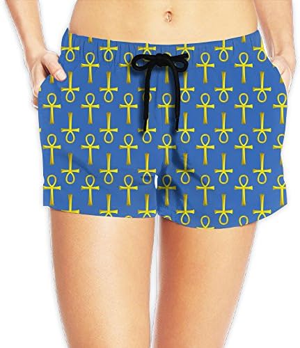 Golden Ancient Egyptian Ankh Women's Fashion Surfing Boardshort Beach Shorts XL