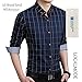 LOCALMODE Men's 100% Cotton Long Sleeve Plaid Slim Fit Button Down Dress Shirt,Navy Blue,Large