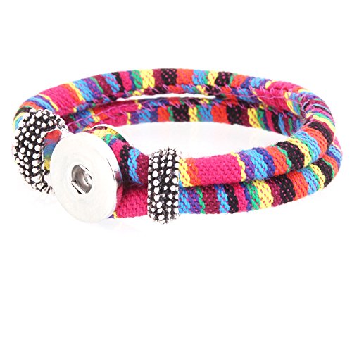 Pack of 10 Multicolors Artificial Leather 21cm Snap Bracelets for 5.5mm DIY Snaps 18mm-20mm Snap Button Charms