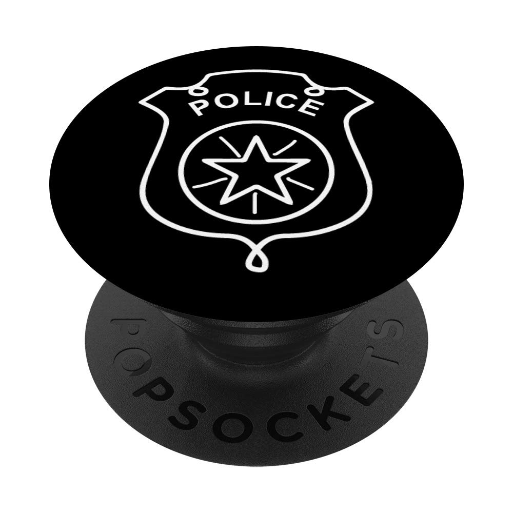 Police Badge Line Art Law Enforcement Minimal Cool Cop Gifts PopSockets Grip and Stand for Phones and Tablets