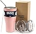 Smart Cooler 30 Oz. Sweat Free Ultra-Tough Double Wall Stainless Steel Tumbler Cup with Leak-proof Heavy Duty Tumbler Lids (Slide Lid & Flip Lid), Straw, & Cleaning Brush - Rose Gold