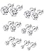 Besteel 20 Pairs Stainless Steel Black Stud Earrings for Men Women Cool CZ Earring Set Ear Jewelry 3-6mm (F:6 Pairs Round)