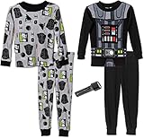 Star Wars Little Boys' Vader Costume 4-Piece Pajama Set with FlashLight, 6