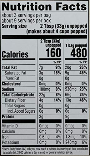 365 EVERYDAY VALUE, ORGANIC MICROWAVE POPCORN, BUTTER FLAVOR, 3.5 OZ, 3 PK