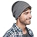 LETHMIK Duotone Knit Beanie Cap Unisex Slouchy Acrylic Winter Hat with Warm Polar Fleece Lining Mix Grey