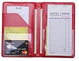 Mymazn Waiter Book Server Wallet Server Pads Waitress book Restaurant Waitstaff Organizer, Guest Check Book Holder Money Pocket Fit Server Apron (Red)