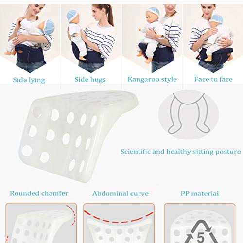 Baby Hip Seat Carrier Waist Stool - SKYROKU Baby Carrier for Child Infant Toddler with Adjustable Back Strain Relief Strap Safety Certified (Navy Blue)