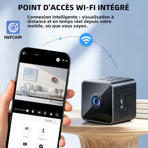 Mini WiFi Spy Camera 1080P Full HD Discreet Indoor Surveillance Camera with Motion Detection and Night Vision, Small Smart Camera for Baby, Home, Office and Car, Black