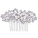 EVER FAITH Wedding Leaf Decorative Ivory Color Simulated Pearl Hair Side Comb Clear Austrian Crystal