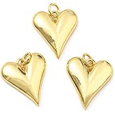 Clotiry 20Pcs Elegant Metal Love Heart Charms with Jump Ring Brass Golden Valentine Heart Charms for Jewelry Making Holiday Gifts
