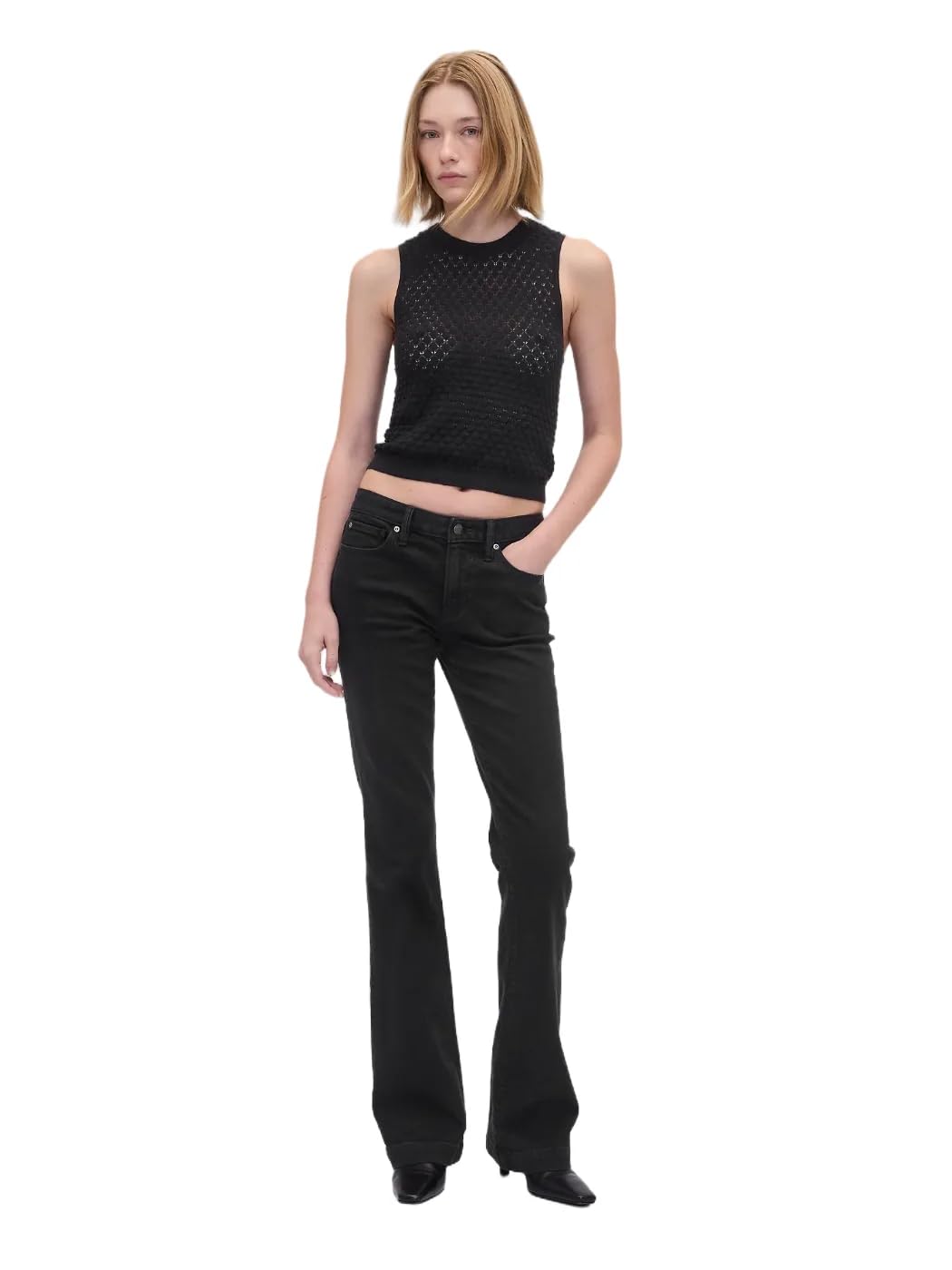 GAP Womens Long and Lean Fit Denim Jean Black 1 25 Short