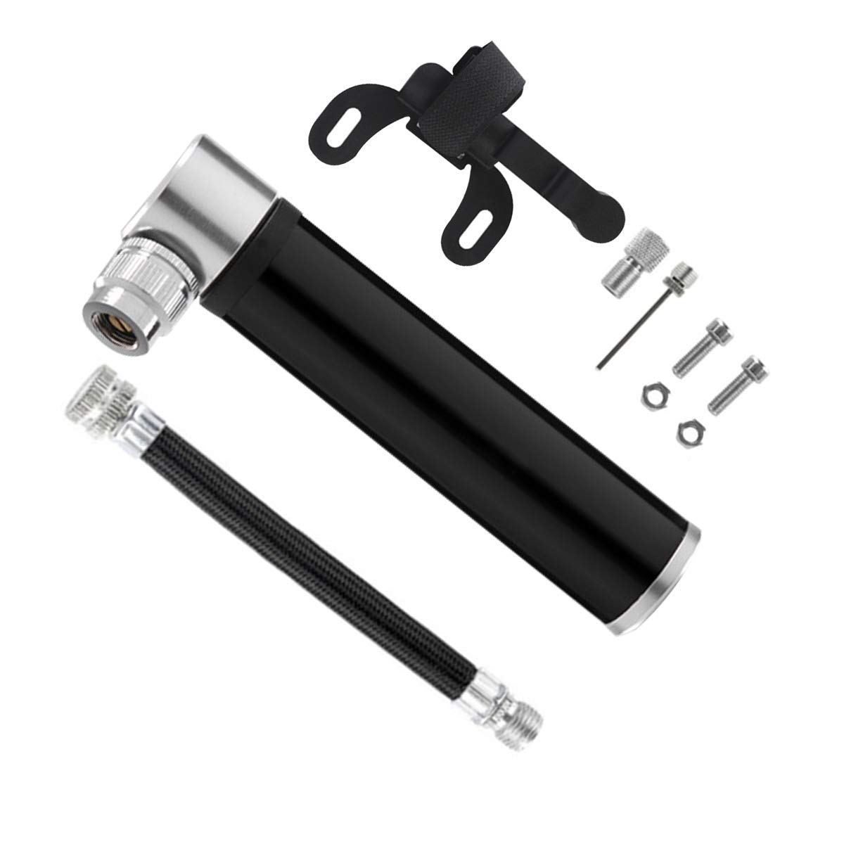 QIUDI Bike Pump, Portable Air Pump Mini Bicycle Tire Pump High Pressure Air Tube for Road, Ball Pump Needle/Frame Mount