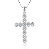 LGSY Sterling Silver CZ Cross Pendant for Women