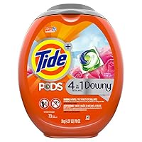 Tide Pods with Downy, Liquid Laundry Detergent Pacs, April Fresh, 73 Count - Packaging May Vary