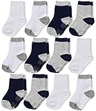 La Volupte Kid Cotton Athletic Sock Boys Girls Baby Toddler Crew Socks 12-Pack