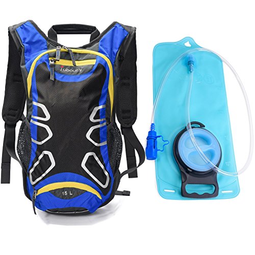 Juboury Hydration Backpack with Free 2L Water Bladder Reservoirs, 15L Hydration Rucksack Bag, All Weather Cover for Running, Hiking, Biking, and Any Other Outdoor Activity (Blue) - Thumbnail 7